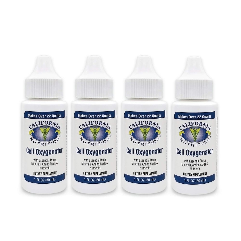 California Nutrition Cell Oxygenator 1 Fl Oz Bottle (Pack of 4), Cell Concentrate Liquid Oxygen Water Drops Daily Nutritional Dietary Supplement, Support Immune System, Trace Minerals Amino Acids