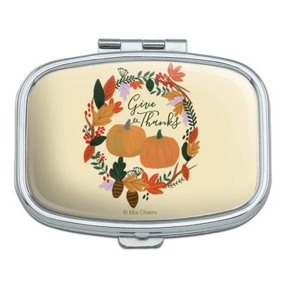 Give Thanks with Pumpkins Thanksgiving Rectangle Pill Case Trinket Gift Box