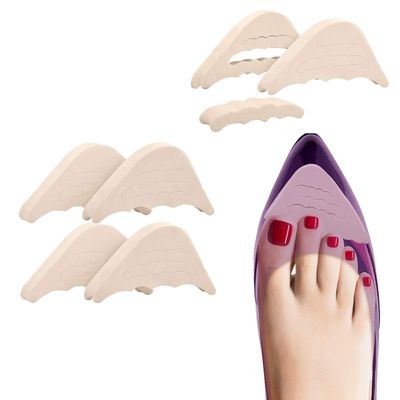 VIEEL 2 Pairs Soft Sponge Big Toe Plug Foot Brace Pads Adjustable Shoe Filler Unisex Shoe Inserts for Men & Women, Pumps, Flats, Sneakers (Beige)