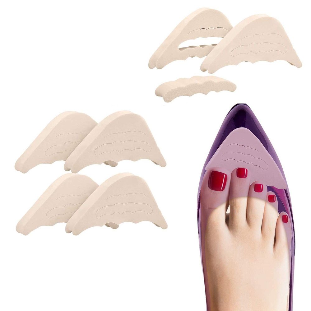VIEEL 2 Pairs Soft Sponge Big Toe Plug Foot Brace Pads Adjustable Shoe Filler Unisex Shoe Inserts for Men & Women, Pumps, Flats, Sneakers (Beige)