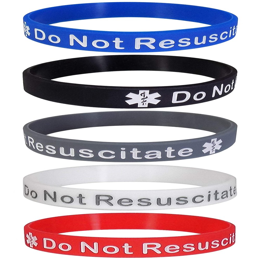 Max Petals DO NOT RESUSCITATE Medical Alert ID Silicone Bracelet Wristbands 5 Pack