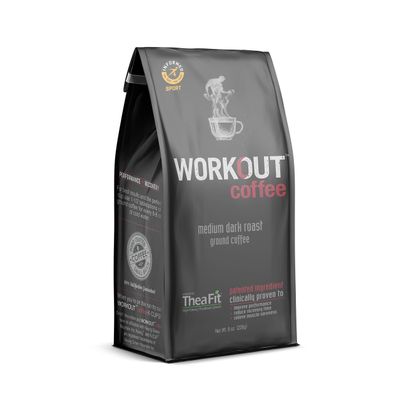 WORKOUT Coffee - Patented Ingredients for Pre-Workout Energy and Post-Workout Recovery - All Natural Medium Roast - 12oz Ground