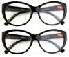 2 Pairs Deluxe Women Reading glasses - Magnified Readers Cateye Vintage Jackie Oval (2 Black, 1.00) view 2
