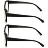 2 Pairs Deluxe Women Reading glasses - Magnified Readers Cateye Vintage Jackie Oval (2 Black, 1.00) view 3