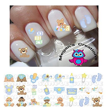 Nursery Its a Boy Footprints Strollers Nail Art Decals