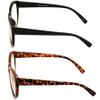 2 Pairs Deluxe Women Reading glasses - Magnified Readers Cateye Vintage Jackie Oval (1 Black 1 Tortoise, 1.00) view 3