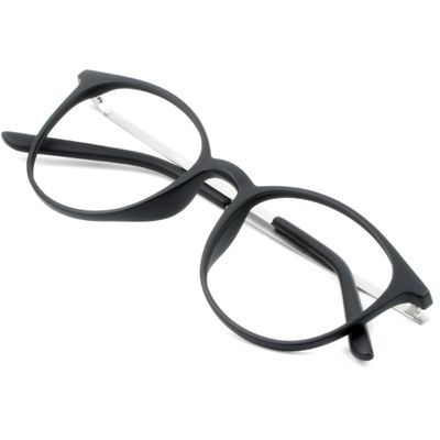 VisionGlobal Blue Light Blocking Glasses for Women/Men, Anti Eyestrain, Computer Reading, TV Glasses, Stylish Oval Frame, Anti Glare (Black, +2.00 Magnification)