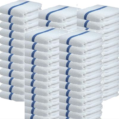 Towels N More 60 oz 31oz Cotton Kitchen Cleaning Towels, Reusable Bar Mop Towel, Commercial Grade Quality, Blue Stripe