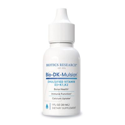 Biotics Research Bio-DK-MulsionEmulsified Liquid Vitamin D and K, D3 Drops 125 mcg & Vitamin K (K1, K2) 300 mcg MK-7Supports Stronger Bones, Musculoskeletal Strength, Healthy Heart & BMI 1 fl oz