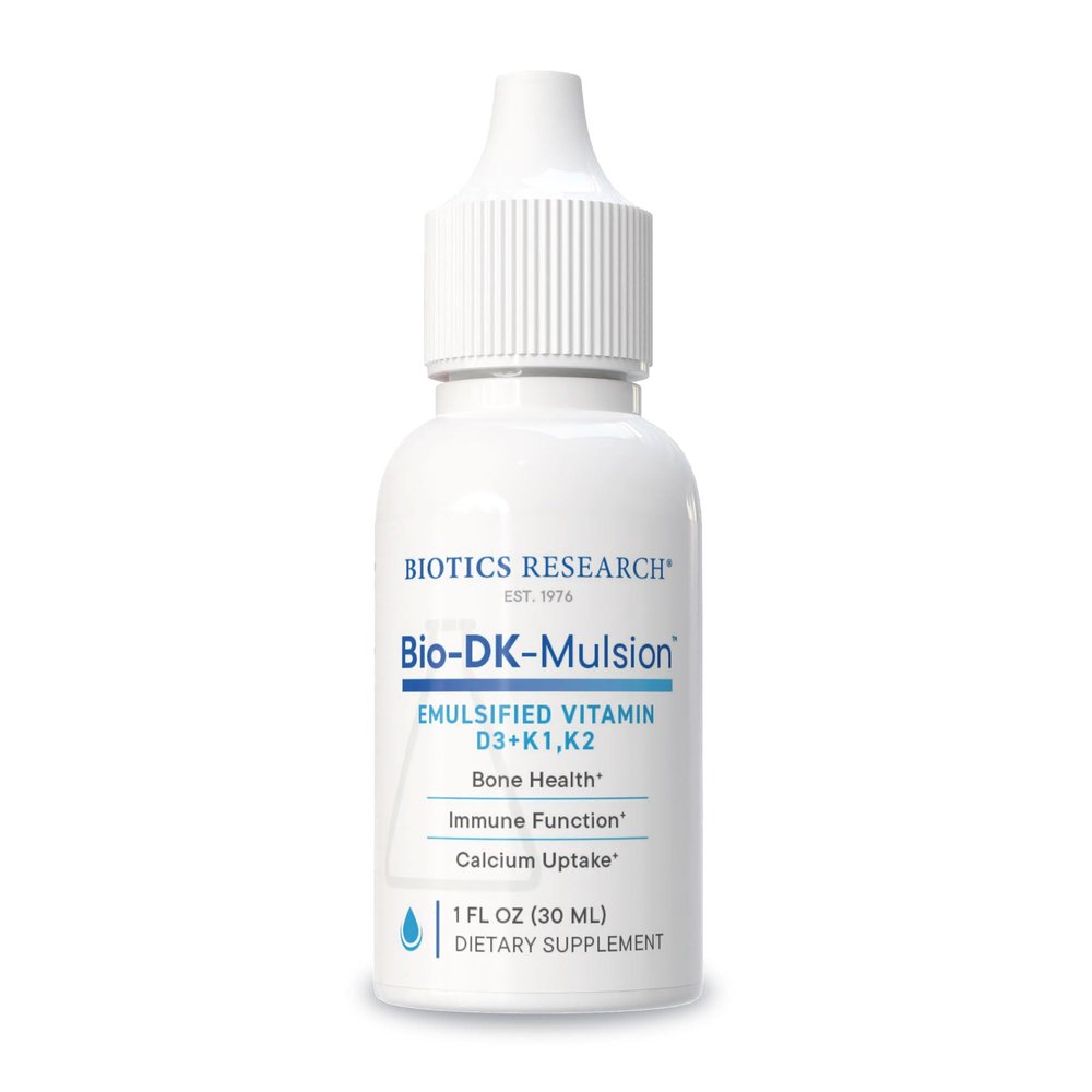 Biotics Research Bio-DK-MulsionEmulsified Liquid Vitamin D and K, D3 Drops 125 mcg & Vitamin K (K1, K2) 300 mcg MK-7Supports Stronger Bones, Musculoskeletal Strength, Healthy Heart & BMI 1 fl oz