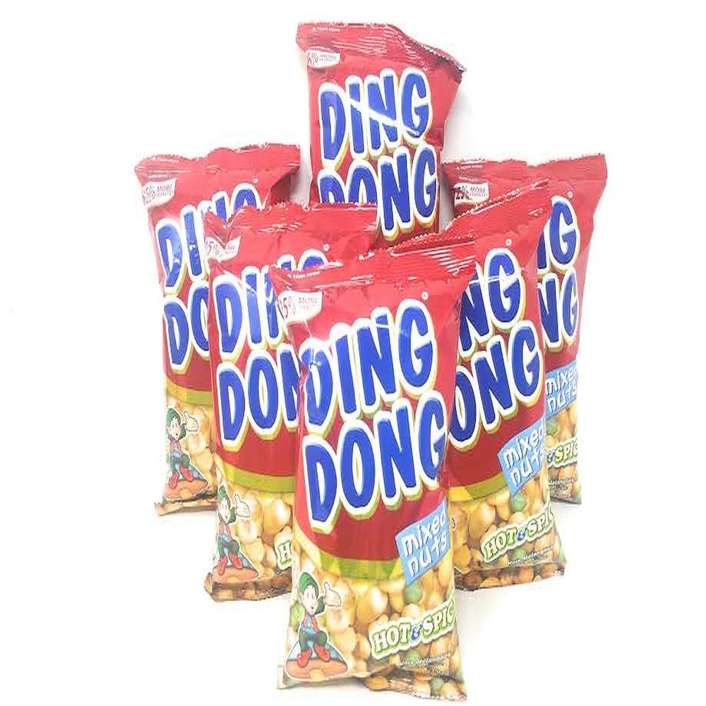 Ding Dong Cornick, Green Peas, Crackers Nuts, Peanuts, and Fava Beans Snack (Mixed Nuts (Hot & Spicy), 6 Pack)