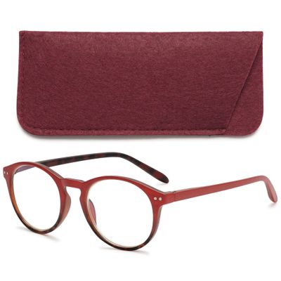 VEVESMUNDO Round Reading Glasses Vintage Large Frame Spring Hinge Blue Light Blocking Glasses for Women Men