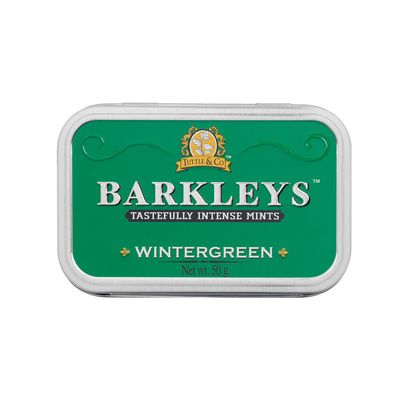 Barkleys Wintergreen Breath Mints - Strong Flavor Cool Mint Candy For Party, After Dinner, Wedding, Every Day Use - Vegan Breath Mints In Reusable Classic Travel Tins, 1 Pack - 50 Count Each