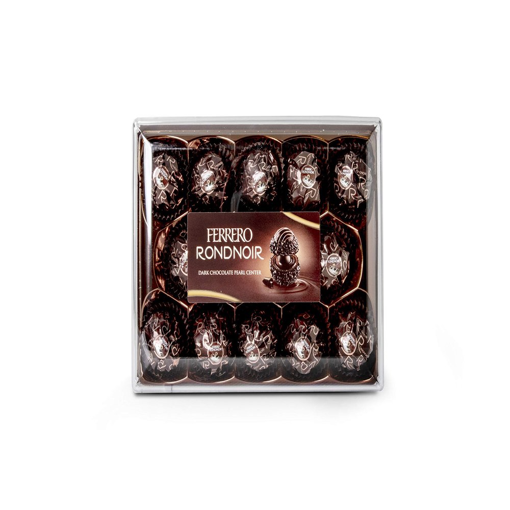 Ferrero Rocher Rondnoir, Premium Dark Chocolate 14 Count - Individually Wrapped Candy Gift Box with Cocoa Filling, Crispy Wafer Shell & Whole Almond Dark Chocolate Pearl Center, 138g/4.8oz
