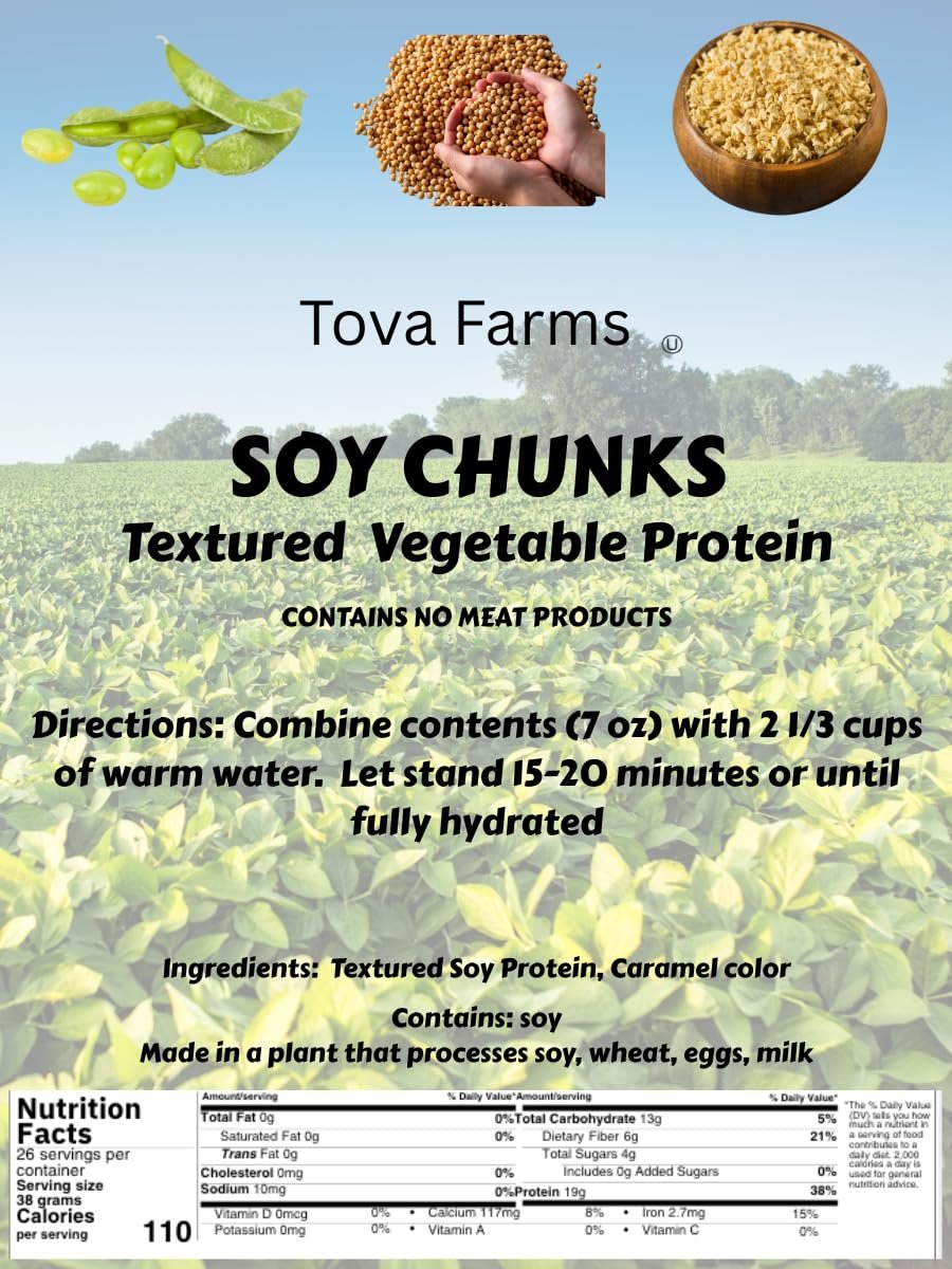 Kosher Premium Textured Vegetable Protein Chunks (Unflavored Chunks, 1 Kilogram)