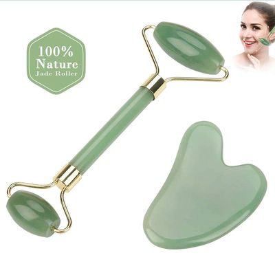 100% Natural Jade Gua Sha Scraping Massage Tool with Carved Chinese Character"Longevity", Xiuyan Jade from Peking, China.Wonderful Tools for SPA Treatment