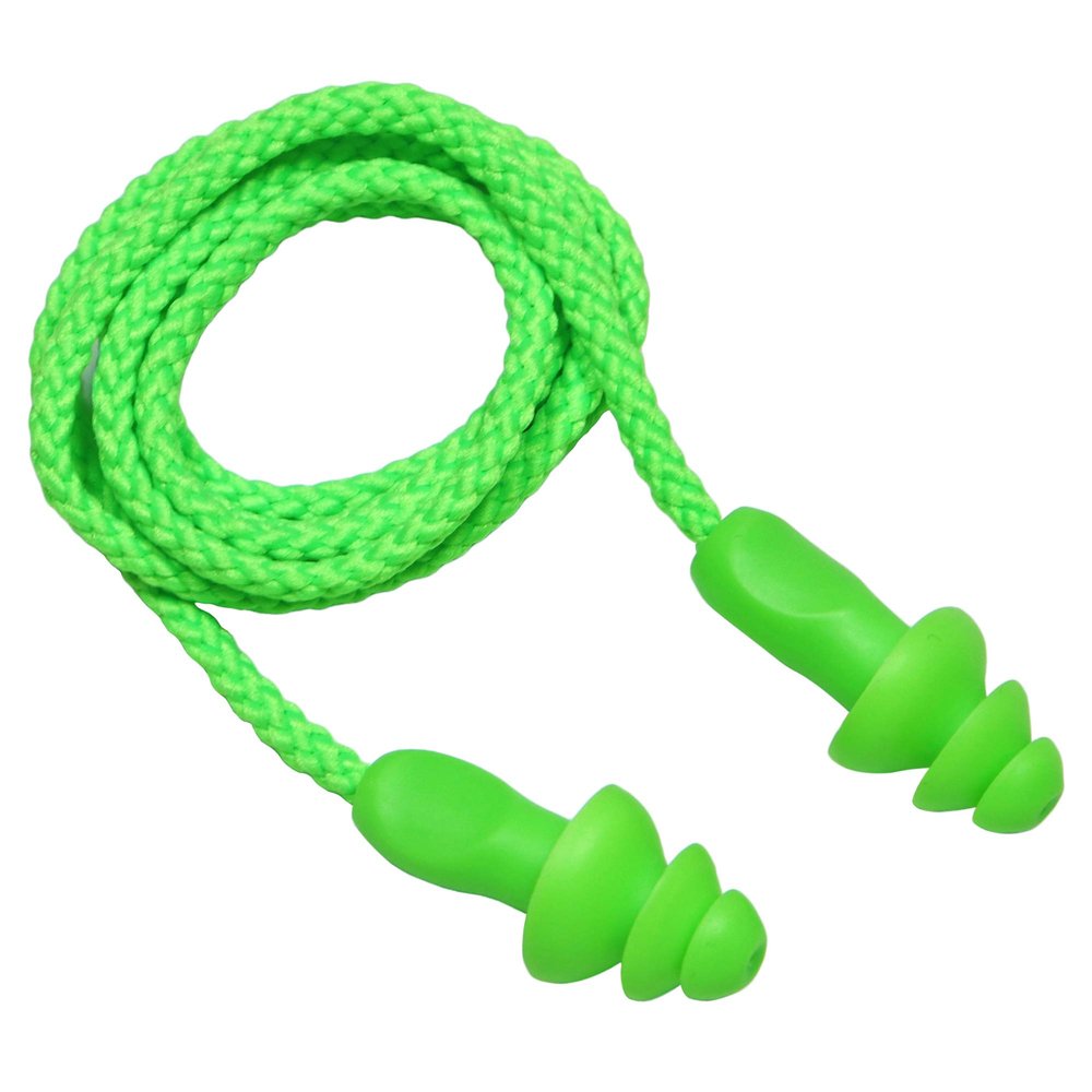 25 Pairs Corded Ear Plugs Soft Silicone Reusable Earplugs Noise Cancelling for Hearing Protection, Sleeping (Green)