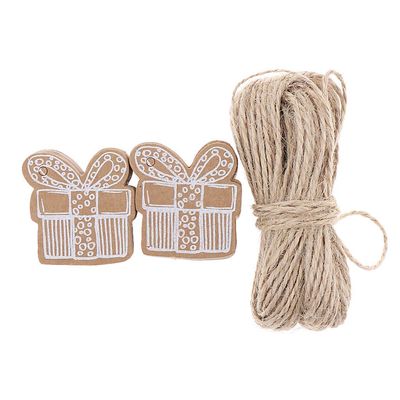 100pcs Christmas Paper Tags Gift Tags Hang Tags with Jute Twine Hanging Gift Wrap Tags Cards Label Xmas Tree Decor - Gift Box
