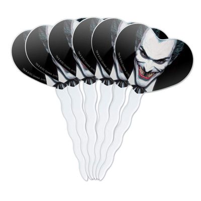 Batman Alex Ross Joker Head Heart Love Cupcake Picks Toppers Decoration Set of 6