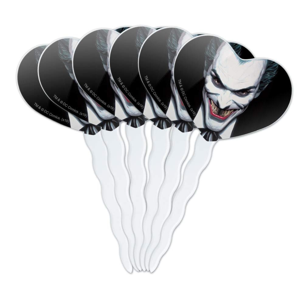 Batman Alex Ross Joker Head Heart Love Cupcake Picks Toppers Decoration Set of 6