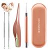 4 Pack Ear Pick with Light, Ear Cleaner Ear Wax Removal Tool Kit for Kids and Adults, Ear Picks Digger & Tweezers & Spiral Spring Ear Spoon Set with Storage Box (Rose Gold) view 1