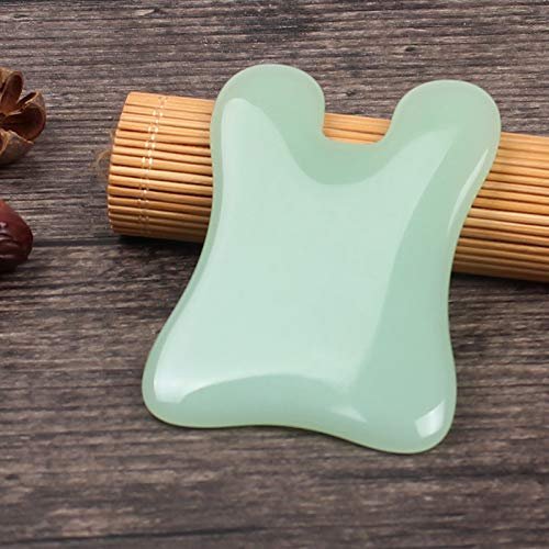 100% High Quality Natural Jade Scraping Gua Sha Massage Tool with Printed Chinese Character Blessing, Wonderful Massager for SPA Treatment, Facial Massage,Back Massage.