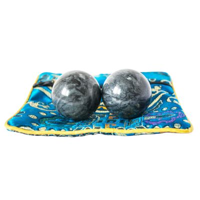 Addune Chinese Baoding Balls Dark Grey Health Exercise Stress Hand Balls Natural Chinese Health Medicine Marble Balls (Dark Grey, 1.4'')