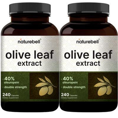 2 Pack Olive Leaf Extract 30000mg, 480 Total Capsules | 40% Active Oleuropein, 50:1 Herbal Equivalent Rich in Polyphenol & Flavonoid Antioxidants for Immune & Heart Health Non-GMO
