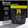 Ascent 100% Whey Protein Powder - Post Workout Whey Protein Isolate, Zero Artificial Flavors & Sweeteners, Gluten Free, 5.5g BCAA, 2.6g Leucine, Essential Amino Acids, Chocolate Peanut Butter 4 lb view 2