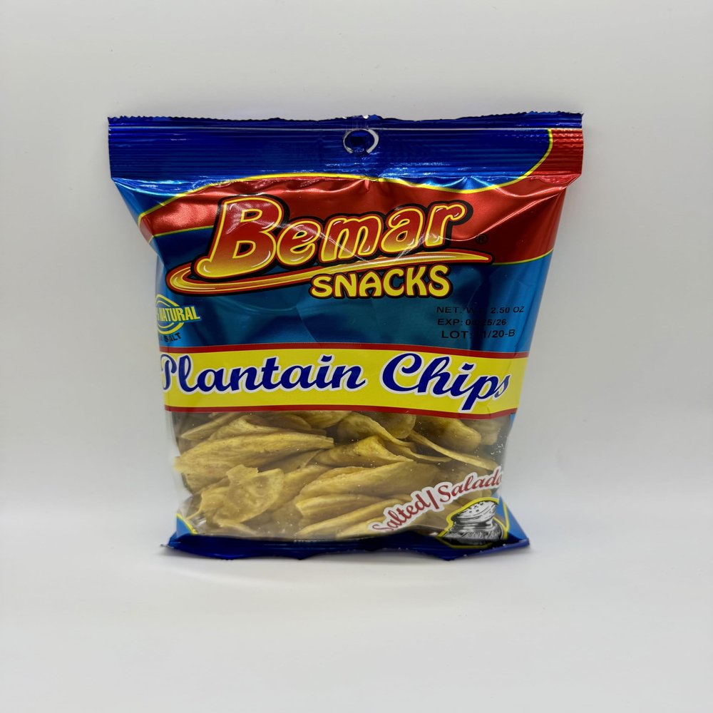 Bemar Snacks Plantain Chips Salted 24 Bags 2.50oz per Bag