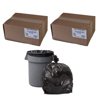 2 Box - Trash Bag, 55 - 60 Gallon - (100 CountBox) 38 x 58 Density Garbage Bags ( Black ) 200 Bags Total