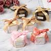 100PCS Hexagon Candy Boxes with Ribbon Baby Shower Boxes Wedding Party Favors Gift Chocolate Packing Box Paper Bags for Gifts (Silver) view 2
