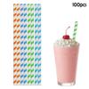 100ct Paper Straws Smoothie 10.25" Eco-Friendly Color Stripes Home Drinks Party view 4