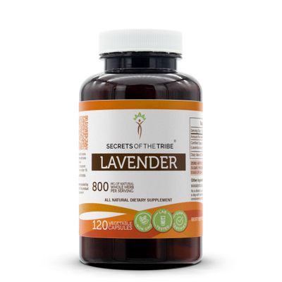 Secrets of the Tribe Lavender 120 Capsules, 800 mg, Lavender (Lavandula angustifolia, Lavandula x Intermedia) Dried Flowers (120 Capsules)