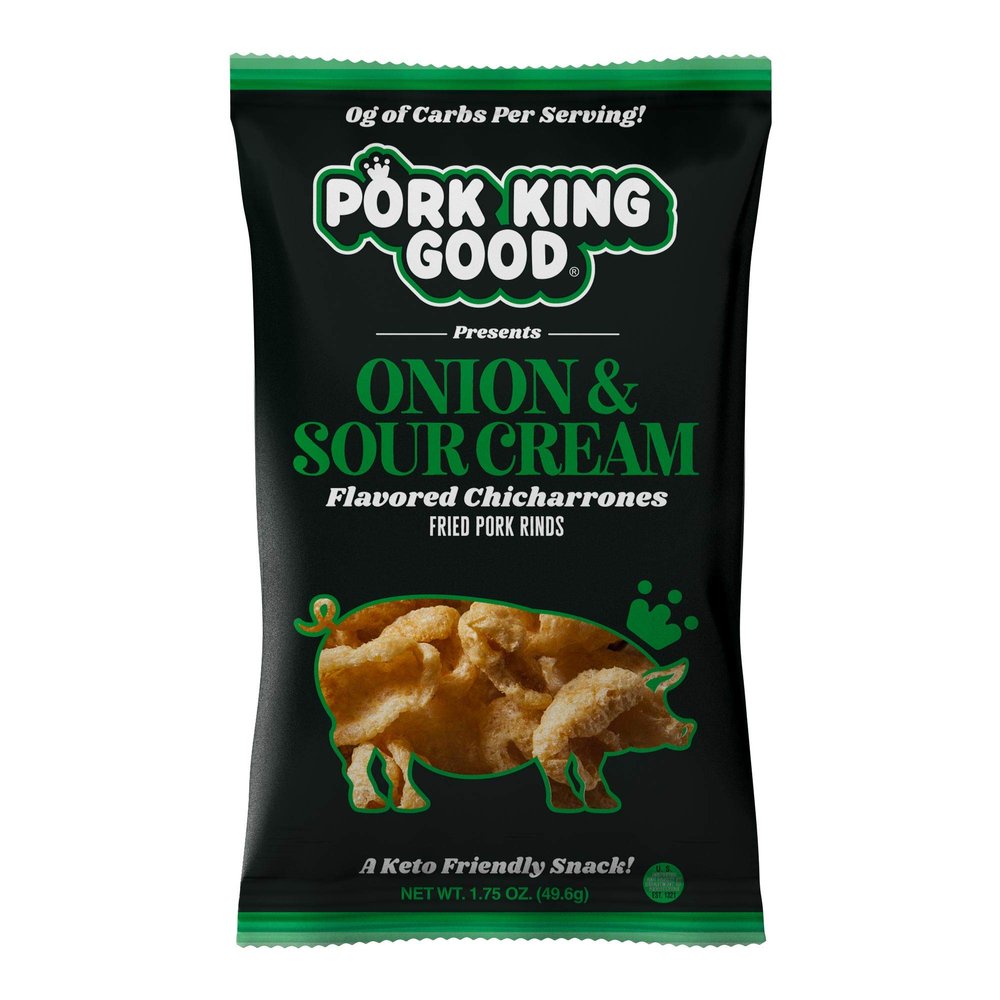 Pork King Good Pork Rinds (Chicharrones) (Onion & Sour Cream, 4 Pack)
