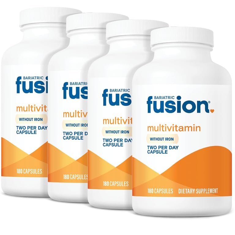 Bariatric Fusion Bariatric Multivitamin Without Iron | Post Bariatric Surgery Patients | Iron Free Bariatric Vitamin for Gastric Bypass and Sleeve Gastrectomy | Capsules | 1 Year Supply