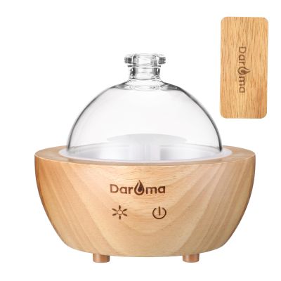2025 Upgraded Remote Handmade Glass & Real Wood Essential Oil Diffuser, Aromatherapy Diffuser, 200ml Aroma Humidifier, Cool Mist with 7 LED Colors, Waterless Auto Shut-Off for Home Office Bedroom Gift