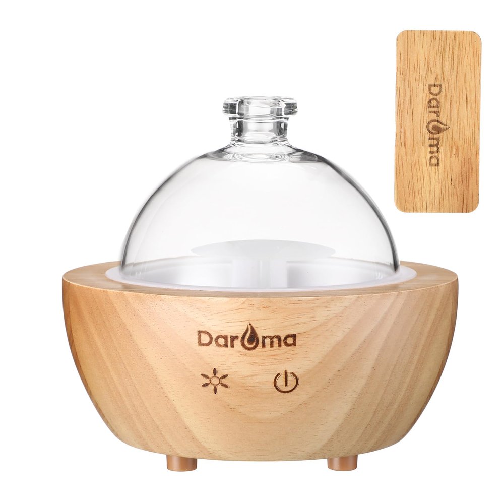 2025 Upgraded Remote Handmade Glass & Real Wood Essential Oil Diffuser, Aromatherapy Diffuser, 200ml Aroma Humidifier, Cool Mist with 7 LED Colors, Waterless Auto Shut-Off for Home Office Bedroom Gift