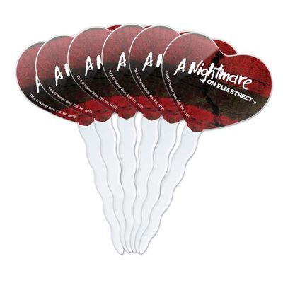 A Nightmare on Elm Street Logo Heart Love Cupcake Picks Toppers Decoration Set of 6
