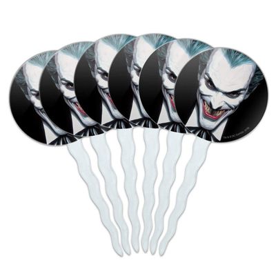 Batman Alex Ross Joker Head Cupcake Picks Toppers Decoration Set of 6