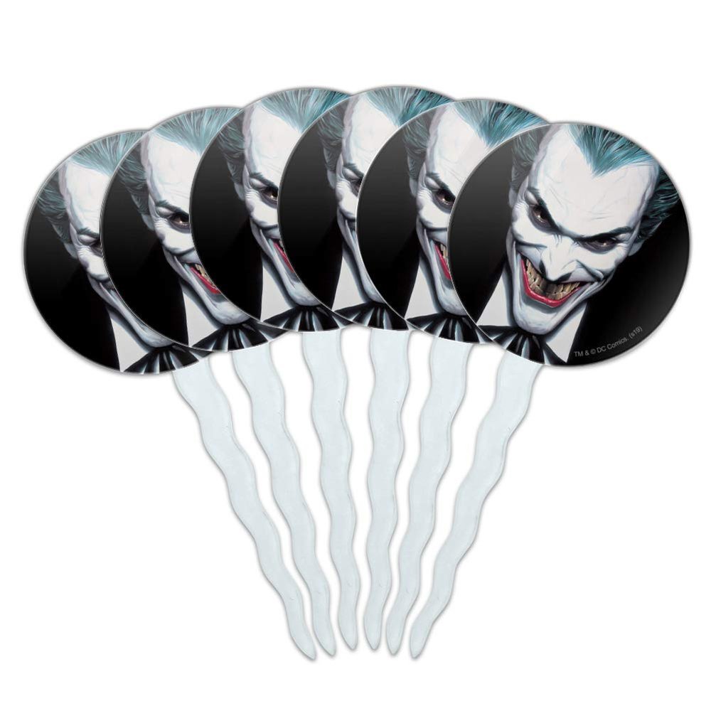 Batman Alex Ross Joker Head Cupcake Picks Toppers Decoration Set of 6