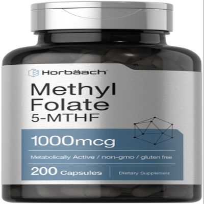 Horbach Methyl Folate Supplement | 1000 mcg | 200 Capsules | 5-MTHF | Folic Acid | Non-GMO, Gluten Free Methylfolate