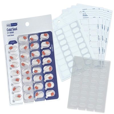 6 Pack XL Refill Set, Monthly Medication Cold Seal Blister Packs, Includes 6-5/8" Deep Blister Trays & 6 Cold-Seal Cards, Pill Blisters for Cold Seal Blister Pack System
