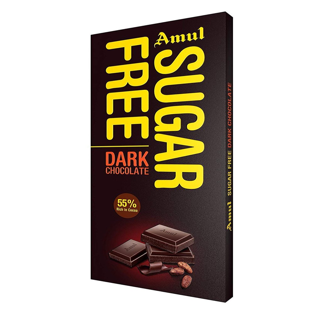 Amul Sugar Free Dark Chocolate- 55% Rich In Cocoa, 150 g (Pack of 10)