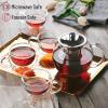 BTaT- Glass Tea Pot Set, Set of 4, Double Wall Glass Tea Cup and Kettle with Infuser view 3
