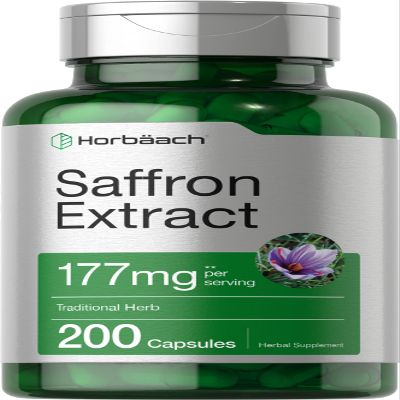 Horbach Saffron Extract Supplement | 200 Capsules | Pills for Women & Men | Non-GMO, Gluten Free