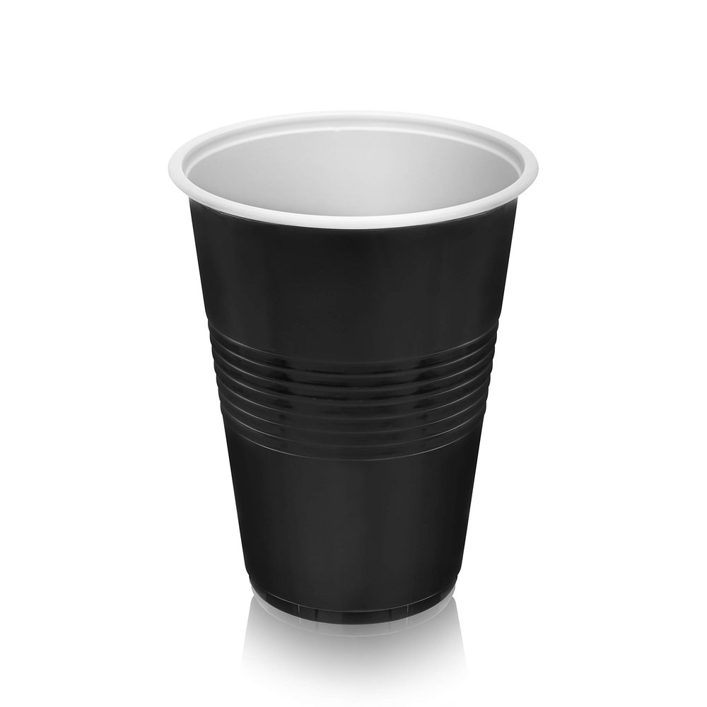 TRUE Plastic Cups for Cocktails, Soda, Iced Coffee, Iced Tea, Beer Pong, Disposable Cups for Birthday Party, Game Nights, Happy Hour, Picnic, Beach Trips, Camping, 16 oz, Set of 50, Black