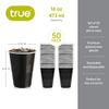 TRUE Plastic Cups for Cocktails, Soda, Iced Coffee, Iced Tea, Beer Pong, Disposable Cups for Birthday Party, Game Nights, Happy Hour, Picnic, Beach Trips, Camping, 16 oz, Set of 50, Black view 3