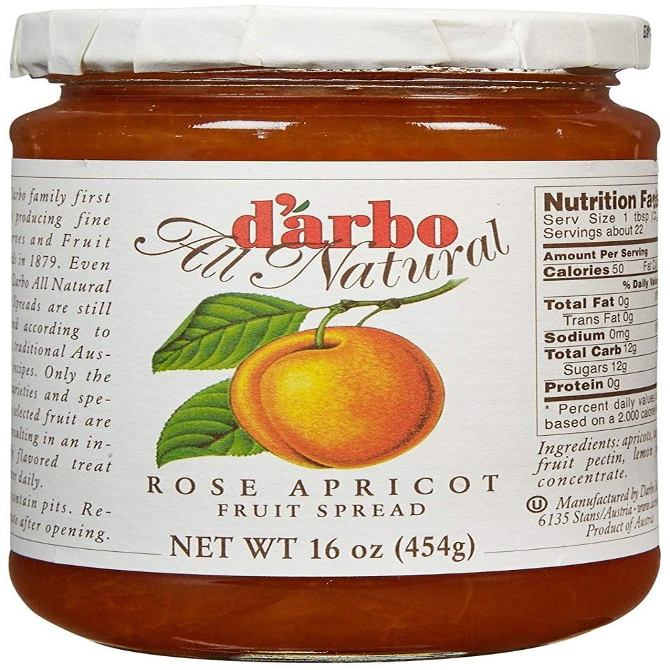D'arbo All Natural Fruit Spread, Rose Apricot, 16 Ounce (Pack of 2)