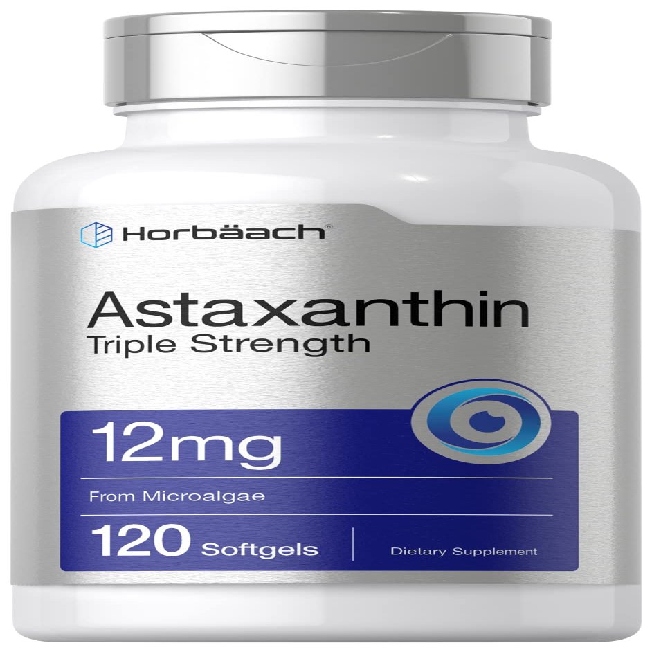 Horbach Astaxanthin Supplement | 12mg | 120 Softgels | Triple Strength | from Microalgae | Non-GMO & Gluten Free